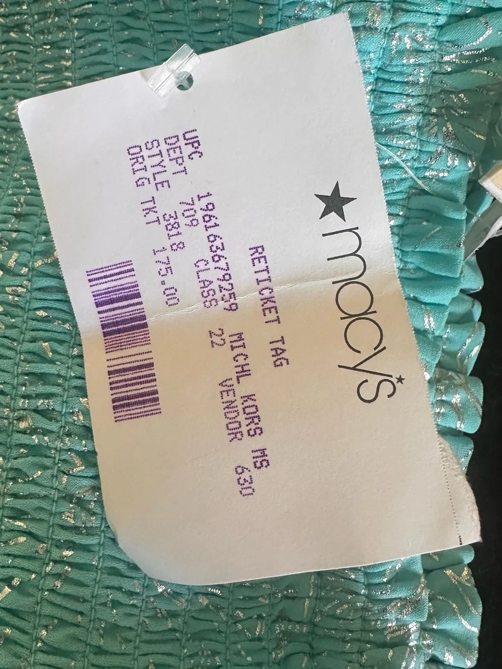 Michael Kors Turquoise Strapless Jumpsuit with Silver Foil Print